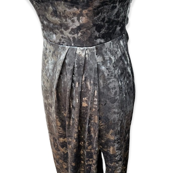 Silver Crushed Velvet Formal NYE Cocktail Party Long Dress Open Back Size 7 NWT - Picture 4 of 15